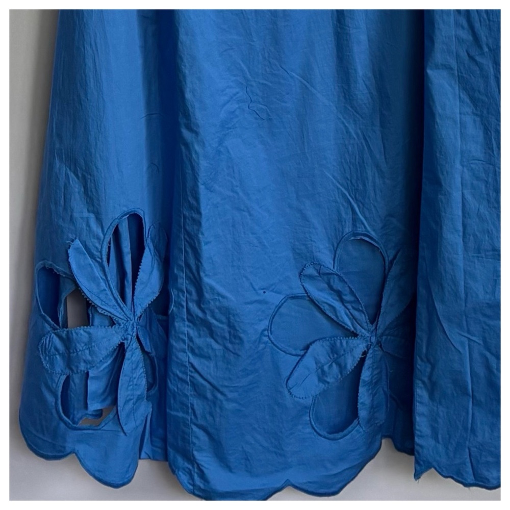 NWT Anthropologie One-Shoulder Cutwork  Cutouts 3D Flower Blue Midi Dress - Picture 16 of 16